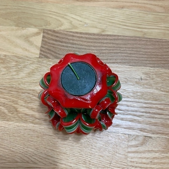 Handcrafted Carved Christmas Candle Red Green Swirl Holiday Decor - Picture 5 of 9